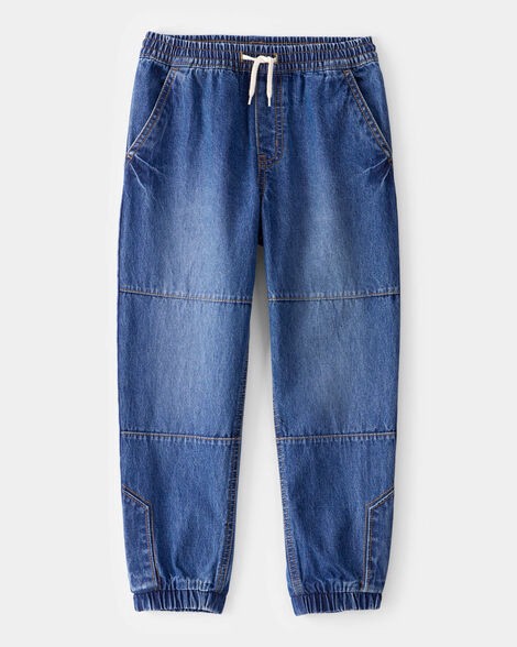 slide 1 of 3, Oshkosh Kid Tapered Iconic Denim Drawstring Joggers - Medium Wash Medium Ozone Wash 6, 1 ct