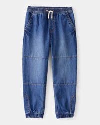 Oshkosh Kid Tapered Iconic Denim Drawstring Joggers - Medium Wash Medium Ozone Wash 6