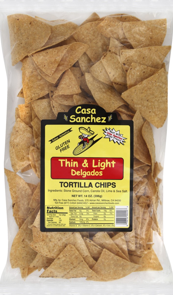 slide 5 of 6, Casa Sanchez Foods Tortilla Chips Thin & Light, 14 oz