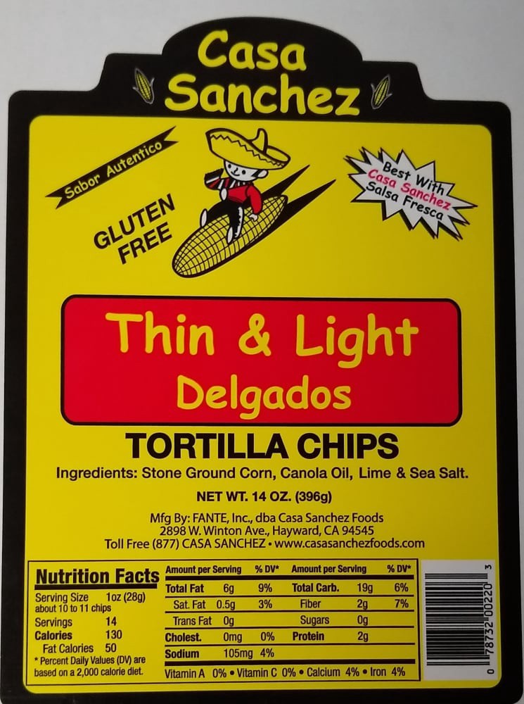 slide 1 of 6, Casa Sanchez Foods Tortilla Chips Thin & Light, 14 oz