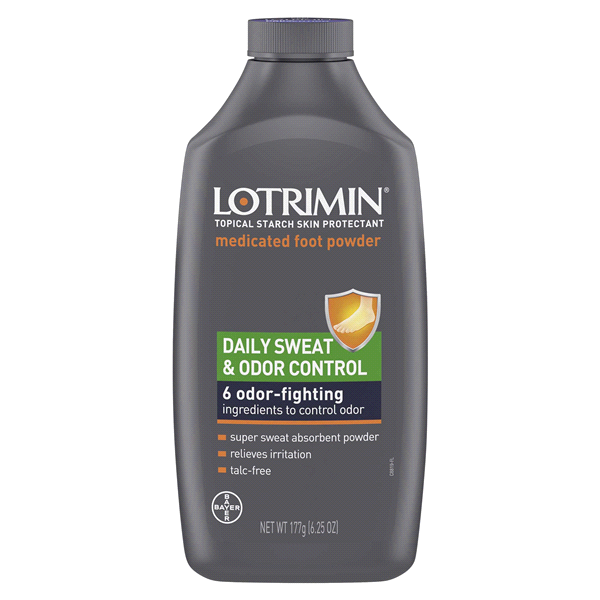 slide 1 of 1, Lotrimin Medicated Foot Powder, Daily Sweat & Odor Control, 6.25 oz