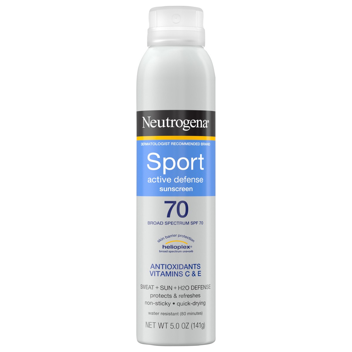 slide 6 of 12, Neutrogena Sport Active Defense with Broad Spectrum SPF 70 Sunscreen Spray, 5.0 Oz, 5 oz