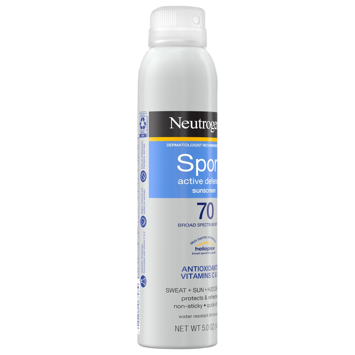 slide 12 of 12, Neutrogena Sport Active Defense with Broad Spectrum SPF 70 Sunscreen Spray, 5.0 Oz, 5 oz