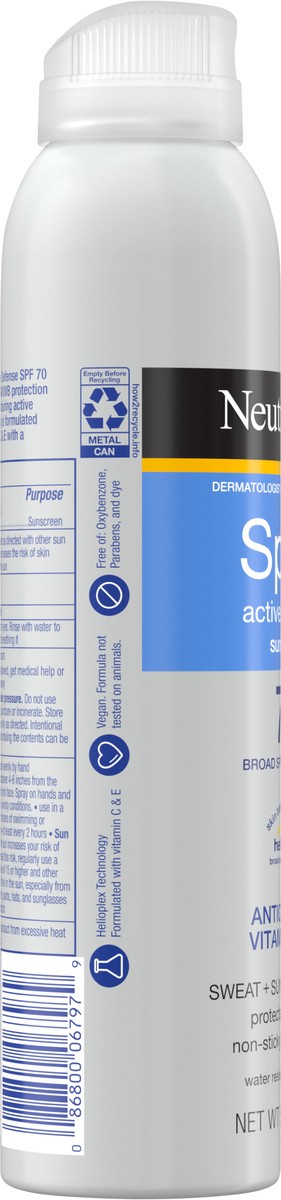 slide 3 of 12, Neutrogena Sport Active Defense with Broad Spectrum SPF 70 Sunscreen Spray, 5.0 Oz, 5 oz