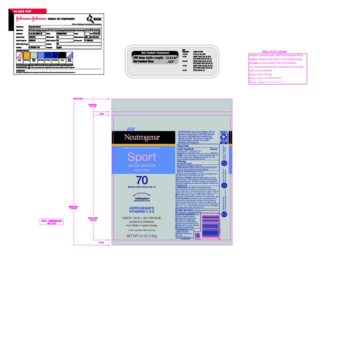 slide 4 of 12, Neutrogena Sport Active Defense with Broad Spectrum SPF 70 Sunscreen Spray, 5.0 Oz, 5 oz