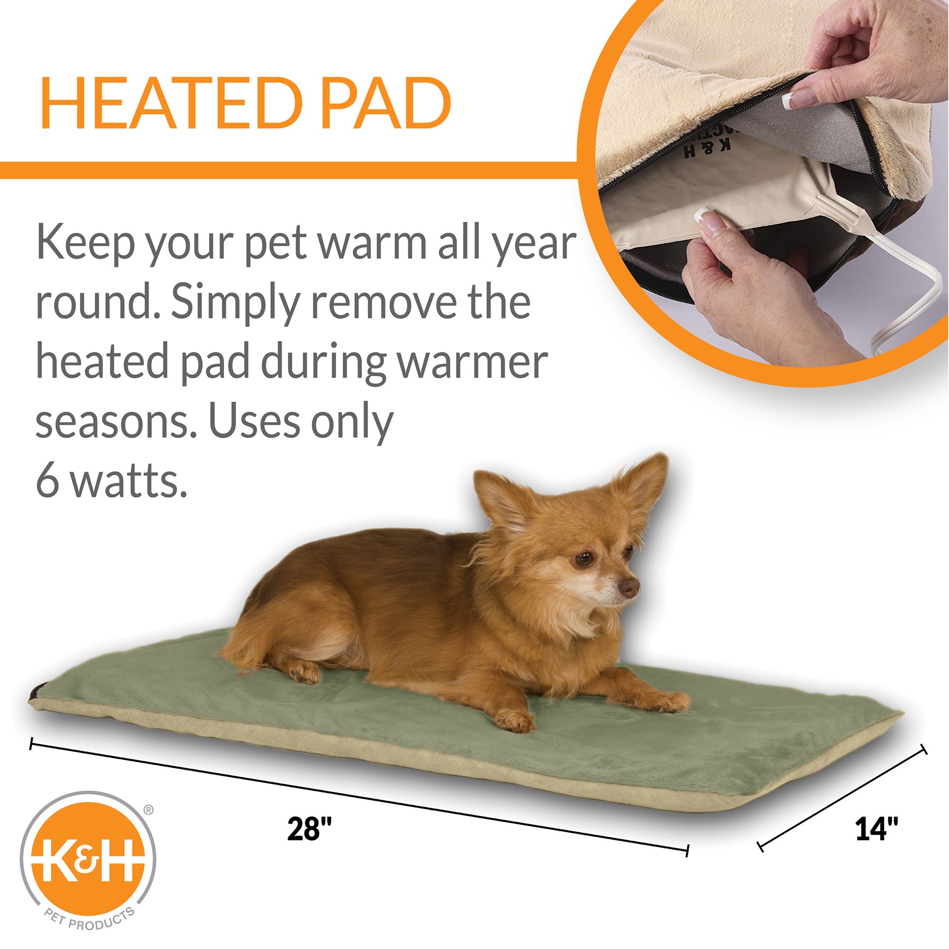 slide 2 of 9, K & H K&H Pet Products Thermo-Pet Mat Sage 14 X 28 Inches, 1 ct
