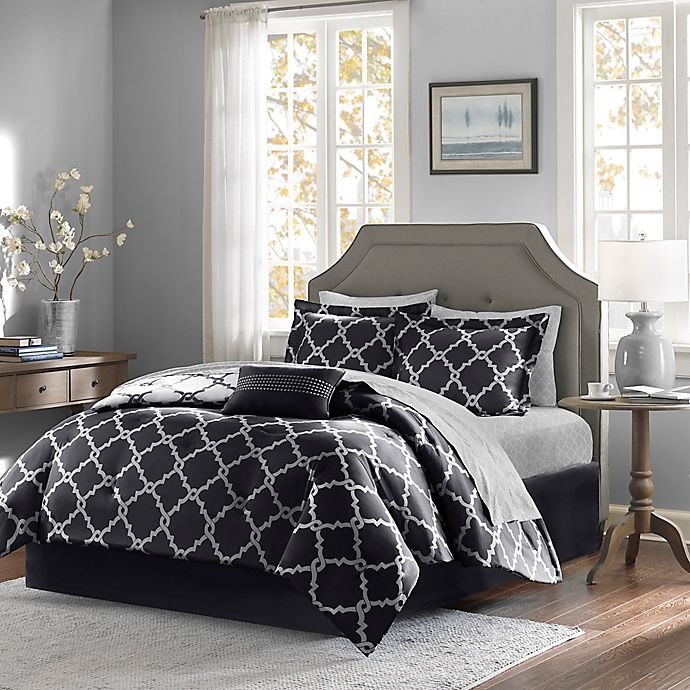 slide 1 of 12, Madison Park Essentials Merritt Reversible King Comforter Set - Black, 9 ct