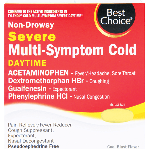 slide 1 of 1, Best Choice Severe Mult-Symptom Non-Aspirin Cold Daytime Caplets, 24 ct