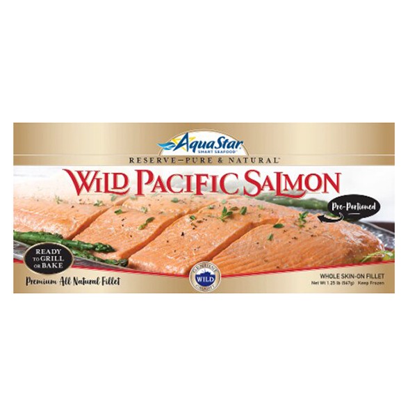 slide 1 of 9, Aqua Star Pure & Natural Wild Pacific Salmon Filet, 1.25 lb