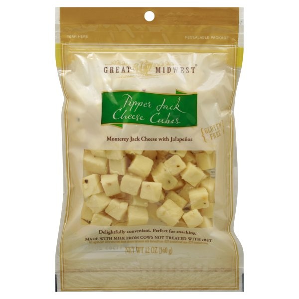 slide 1 of 3, Great Midwest Cheese Cheese-Great Midwest Pepper Jack Nild Rbest Free Cube, 12 oz