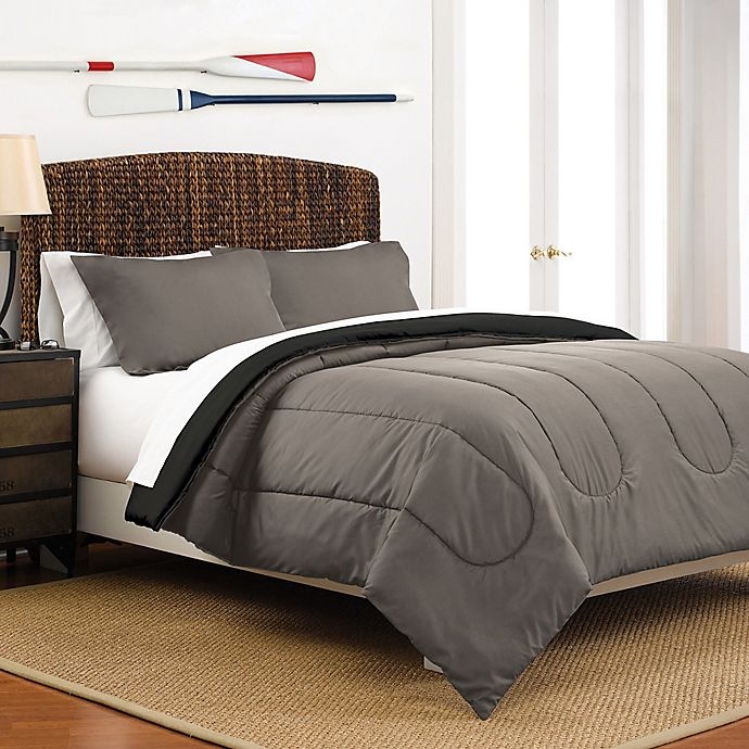 slide 1 of 1, Martex Two-Tone Reversible Twin Comforter Set - Graphite/Ebony, 2 ct