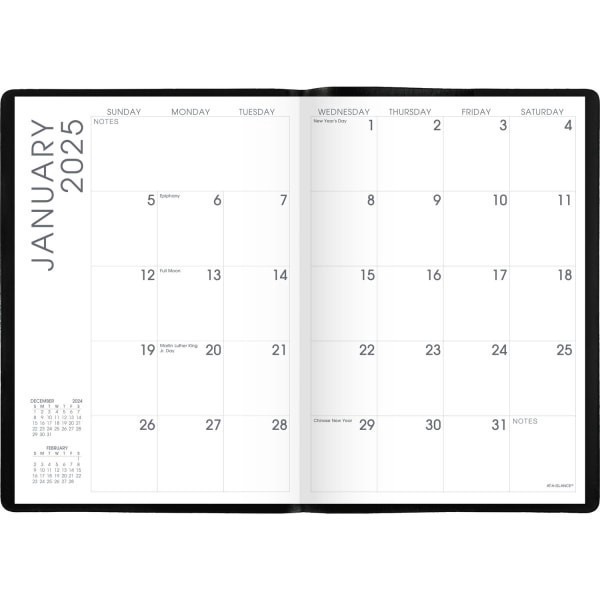 slide 2 of 3, 2025-2026 At-A-Glance Designer Cover Monthly Planner, 7"" X 10"", Black, January To January, 704320525, 1 ct