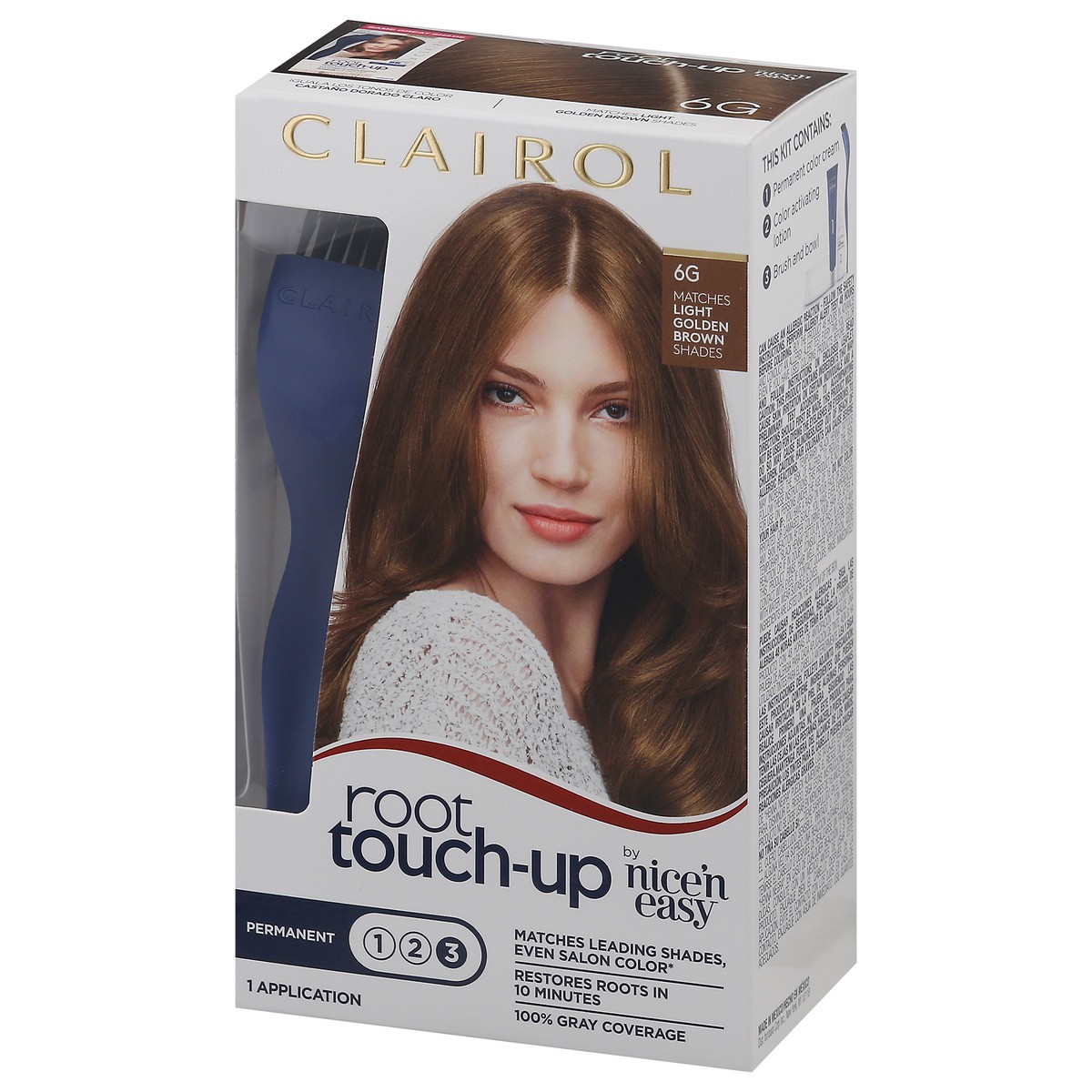 slide 4 of 9, Nice 'n Easy Clairol Root Touch-Up Permanent Hair Color - 6G Light Golden Brown - 1 Kit, 1 ct