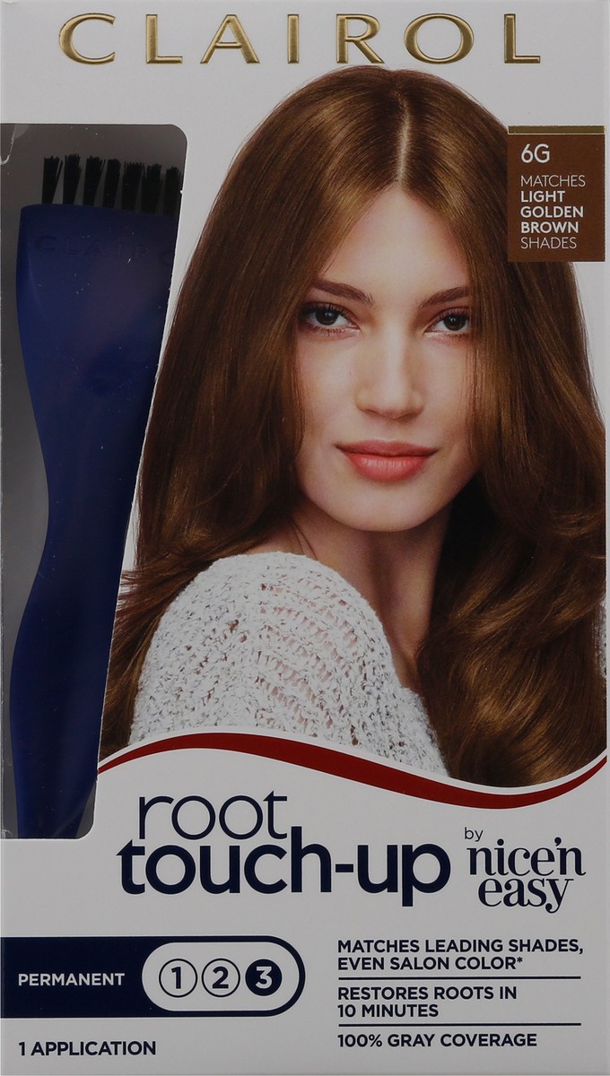 slide 7 of 9, Nice 'n Easy Clairol Root Touch-Up Permanent Hair Color - 6G Light Golden Brown - 1 Kit, 1 ct