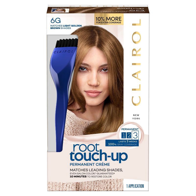slide 1 of 9, Nice 'n Easy Clairol Root Touch-Up Permanent Hair Color - 6G Light Golden Brown - 1 Kit, 1 ct