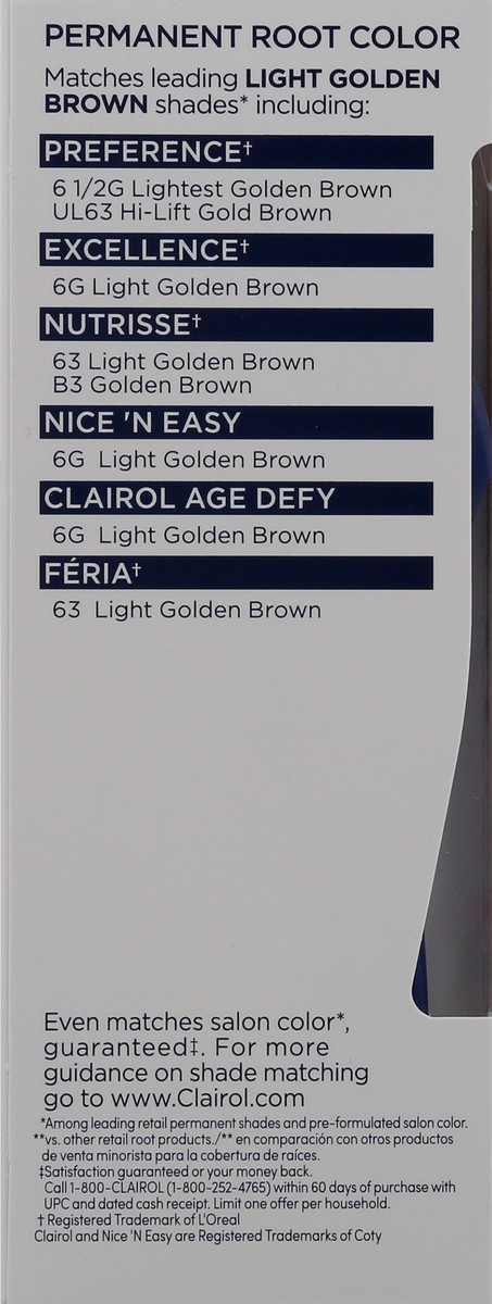slide 2 of 9, Nice 'n Easy Clairol Root Touch-Up Permanent Hair Color - 6G Light Golden Brown - 1 Kit, 1 ct