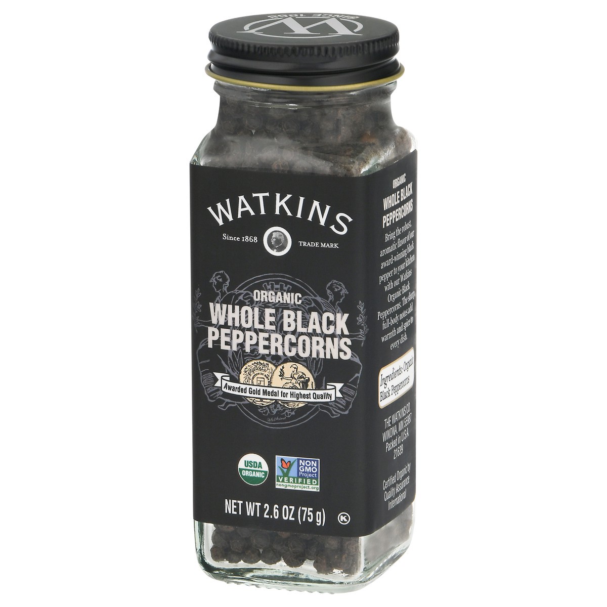 slide 3 of 9, Watkins Whole Black Organic Peppercorns 2.6 oz, 2.6 oz