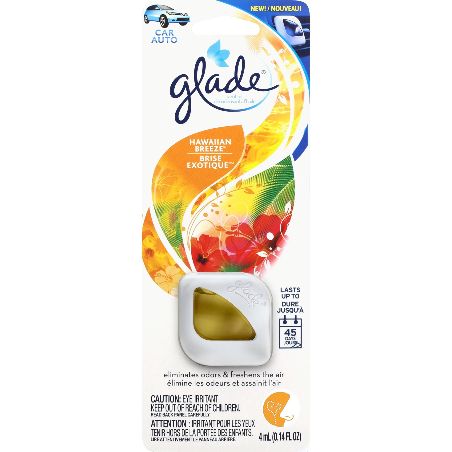 slide 1 of 7, Glade Car Vent Oil Hawaiian Breeze Air Freshener, 0.14 fl oz