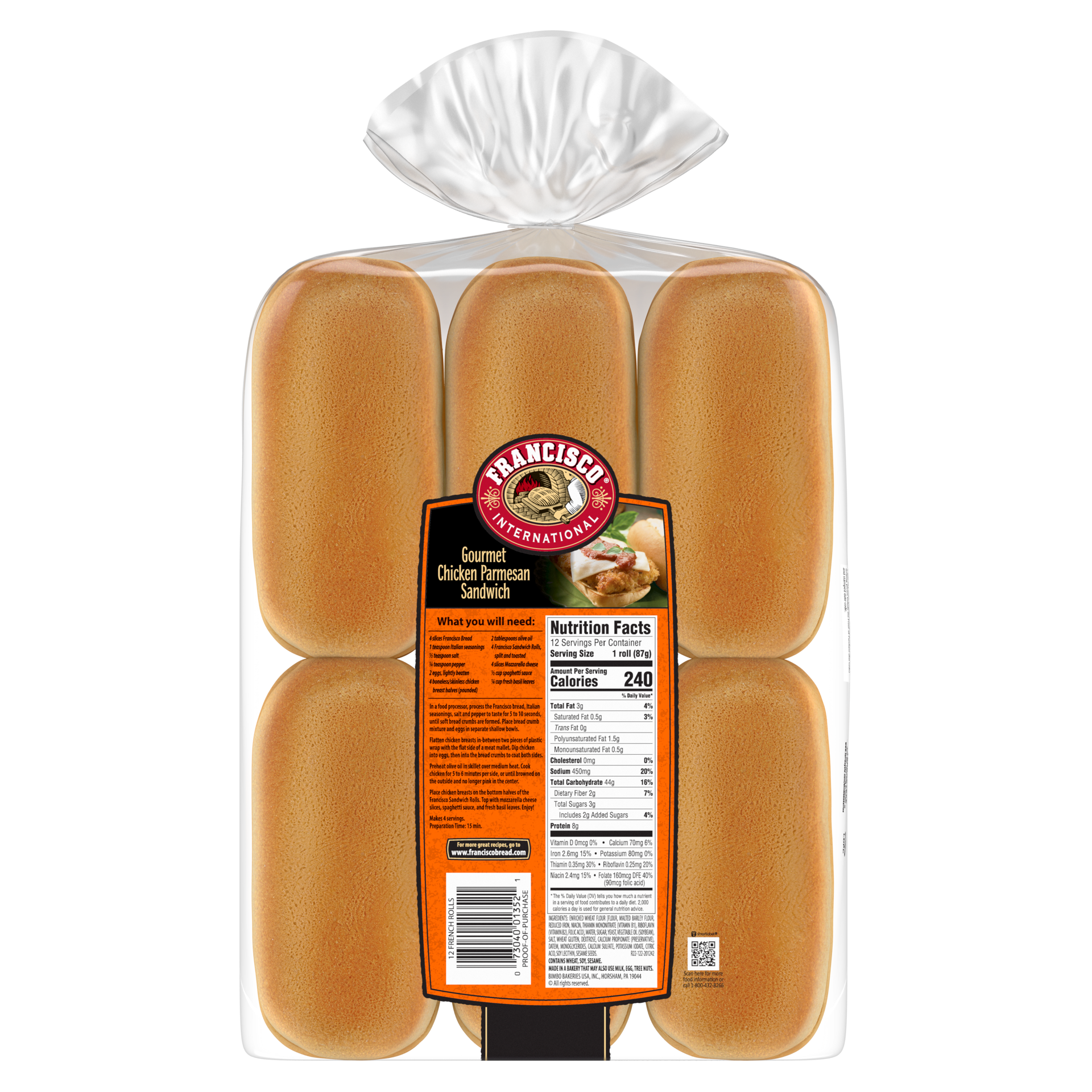 slide 3 of 5, Francisco International French Sandwich Rolls, 12 count, Plain Sandwich Rolls, 37 oz Bag, 12 ct