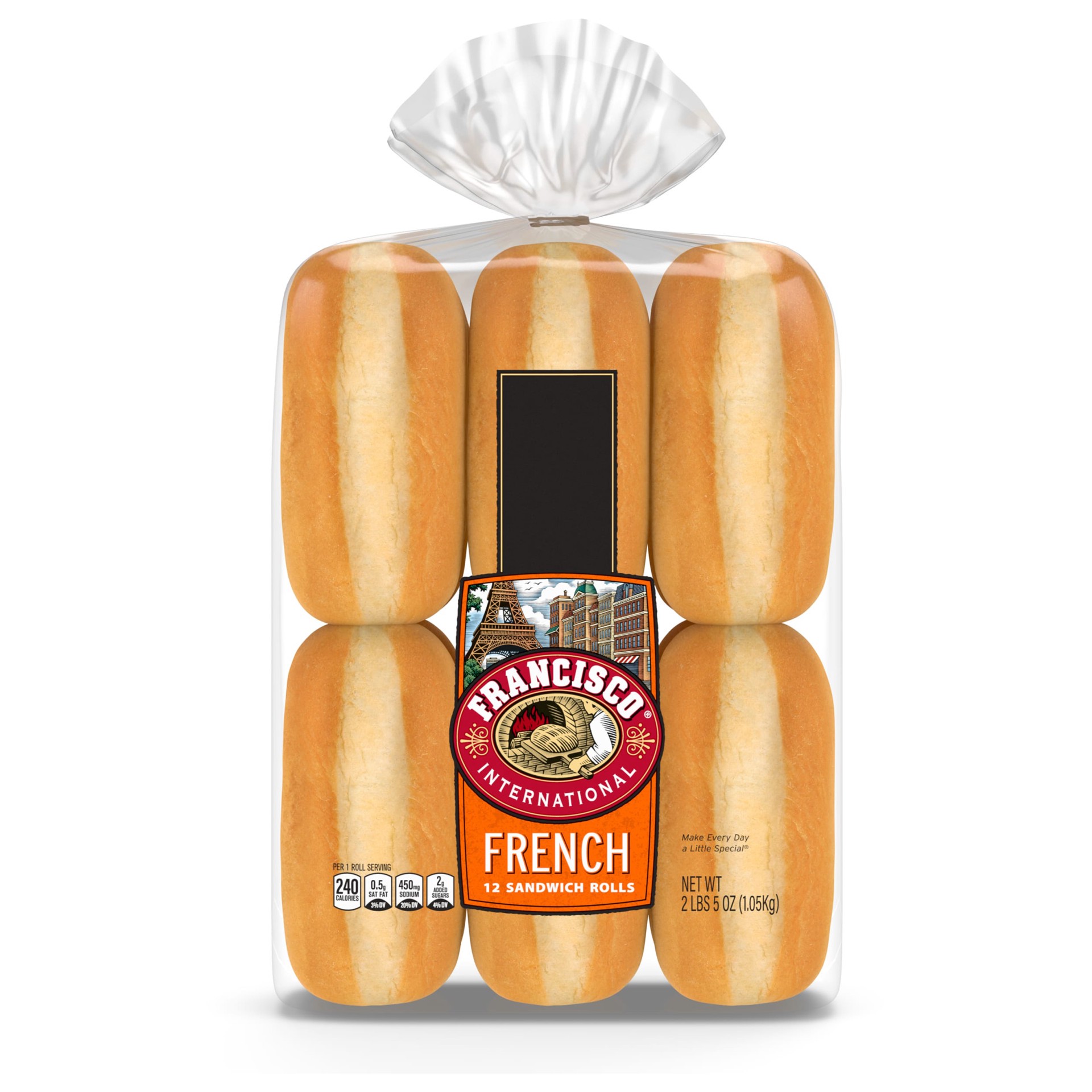 slide 1 of 5, Francisco International French Sandwich Rolls, 12 count, Plain Sandwich Rolls, 37 oz Bag, 12 ct