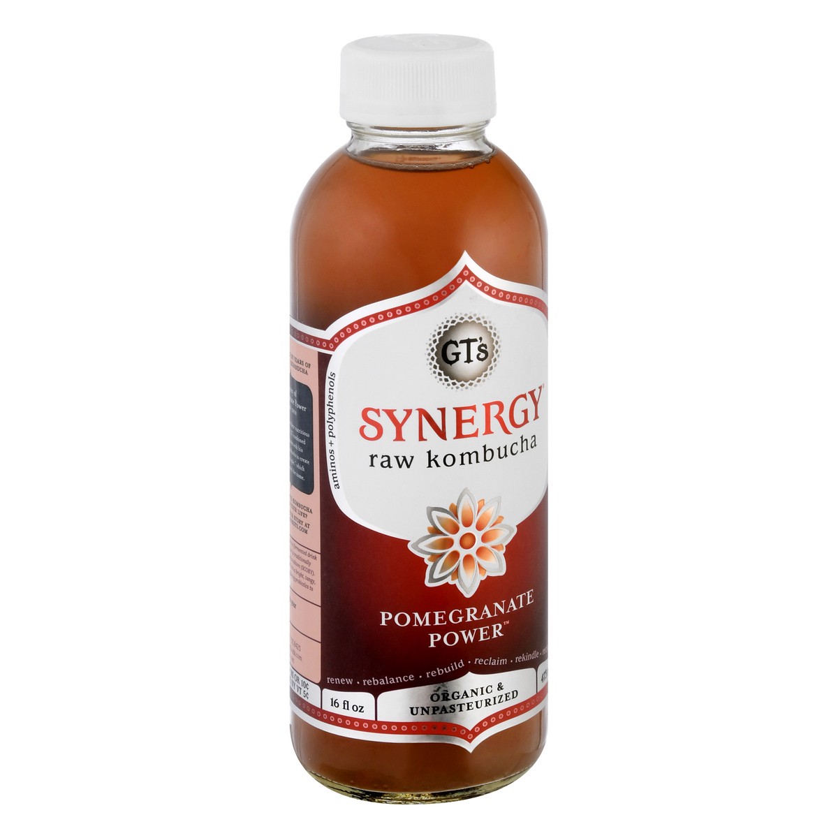 slide 3 of 10, GT's Synergy Pomegranate Power Raw Kombucha - 16 oz, 16 oz