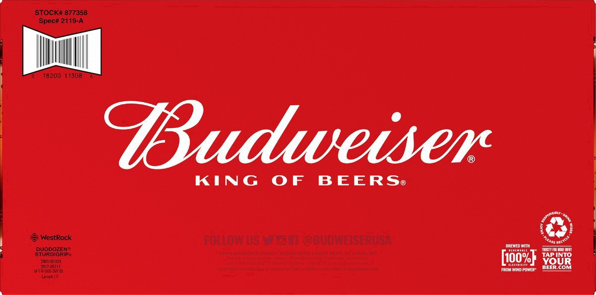 slide 29 of 39, Budweiser Beer, 18 Pack Beer, 12 FL OZ Bottles, 5% ABV, 18 ct; 12 oz