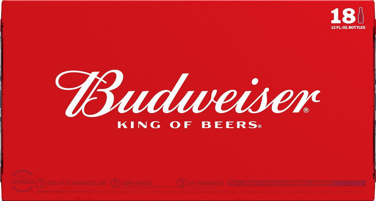 slide 36 of 39, Budweiser Beer, 18 Pack Beer, 12 FL OZ Bottles, 5% ABV, 18 ct; 12 oz