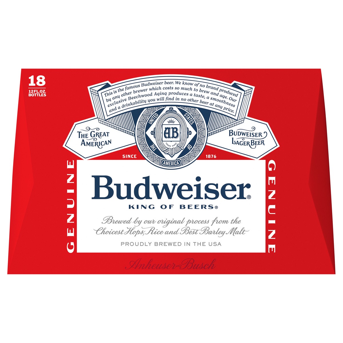 slide 1 of 39, Budweiser Beer, 18 Pack Beer, 12 FL OZ Bottles, 5% ABV, 18 ct; 12 oz