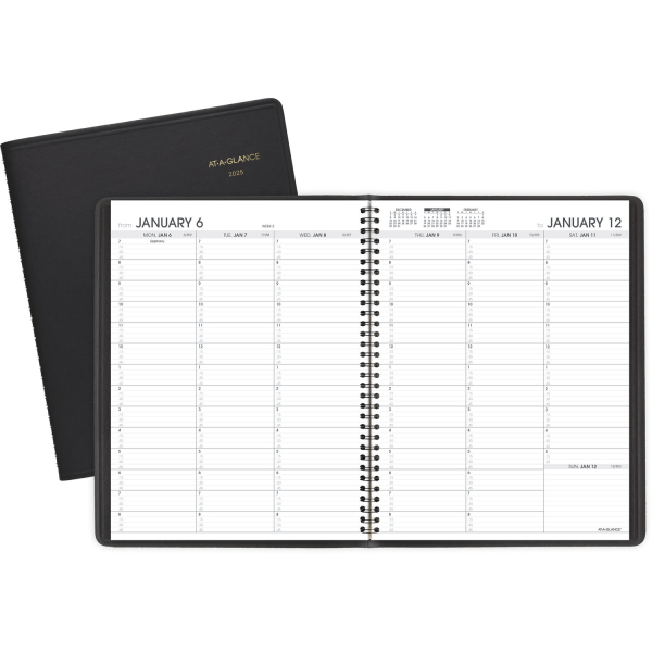 slide 3 of 3, 2025-2026 At-A-Glance Weekly Appointment Book Planner, 8-1/4"" X 11"", Black, January To January, 7095005, 1 ct