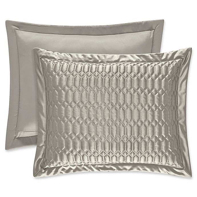 slide 1 of 1, J. Queen New York Satinique Quilted Standard Pillow Sham - Silver, 1 ct