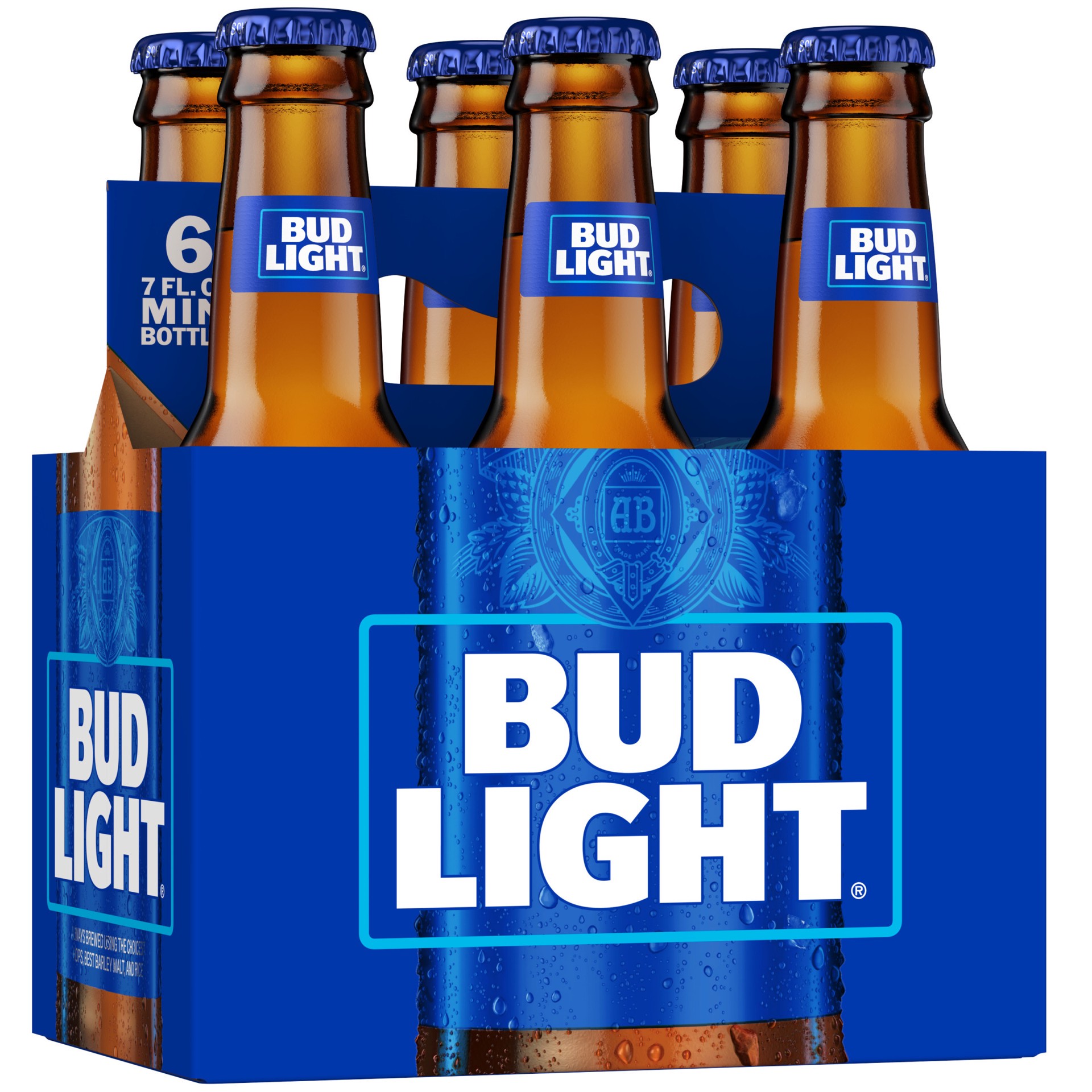 slide 1 of 6, Bud Light Beer, 6 Pack Beer, 7 FL OZ Bottles, 7 fl oz