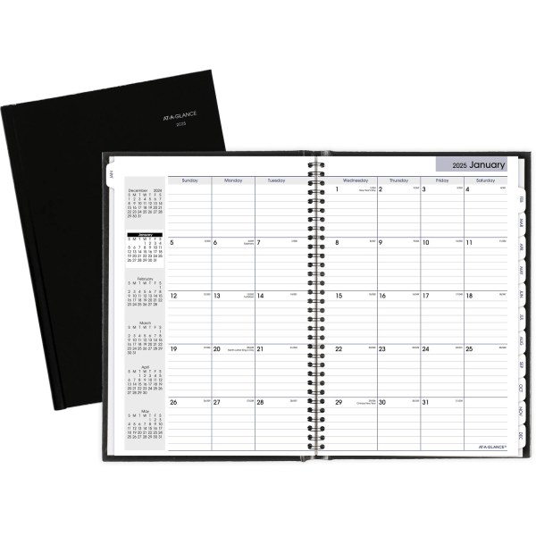slide 3 of 3, 2025 At-A-Glance Dayminder Monthly Planner, 8"" X 11-3/4"", Black, January To December, G470H00, 1 ct