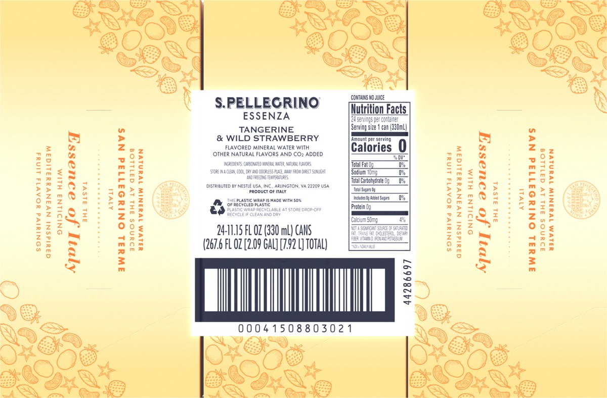 slide 2 of 13, S.Pellegrino Essenza Tangerine & Wild Strawberry Flavored Mineral Water, 11.15 fl oz