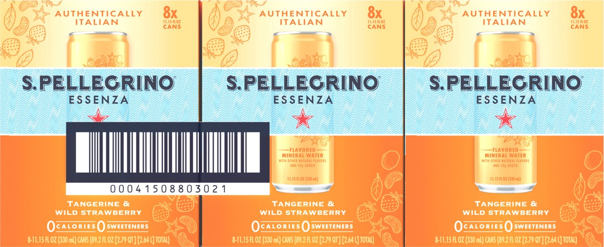 slide 8 of 13, S.Pellegrino Essenza Tangerine & Wild Strawberry Flavored Mineral Water, 11.15 fl oz
