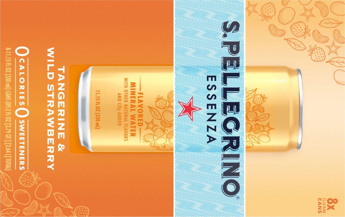 slide 10 of 13, S.Pellegrino Essenza Tangerine & Wild Strawberry Flavored Mineral Water, 11.15 fl oz