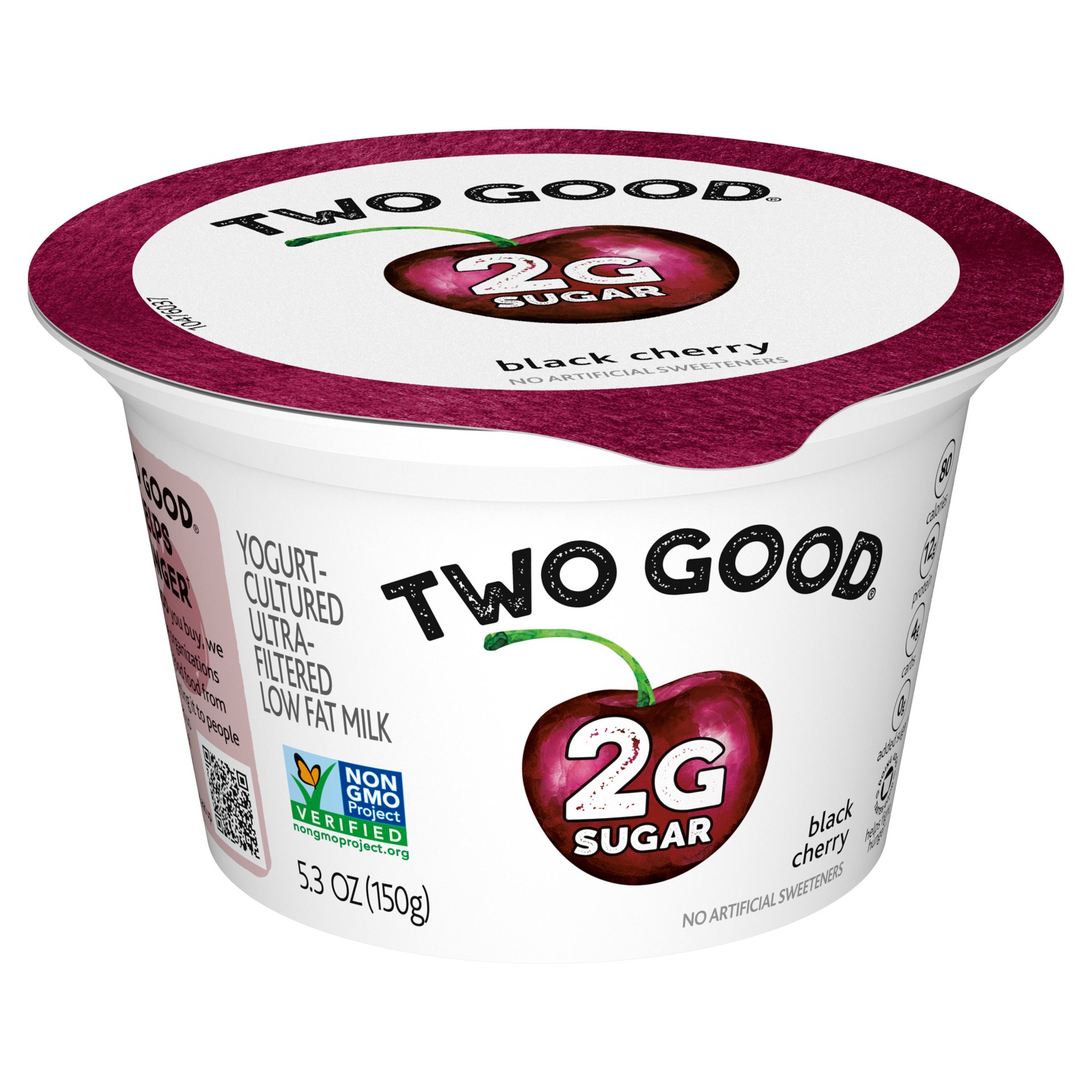 slide 3 of 5, Too Good & Co. Cherry Flavored Lower Sugar, Low Fat Greek Yogurt Cultured Product, Gluten Free, Keto Friendly Healthy Snacks, 5.3 OZ Cup, 5.3 oz