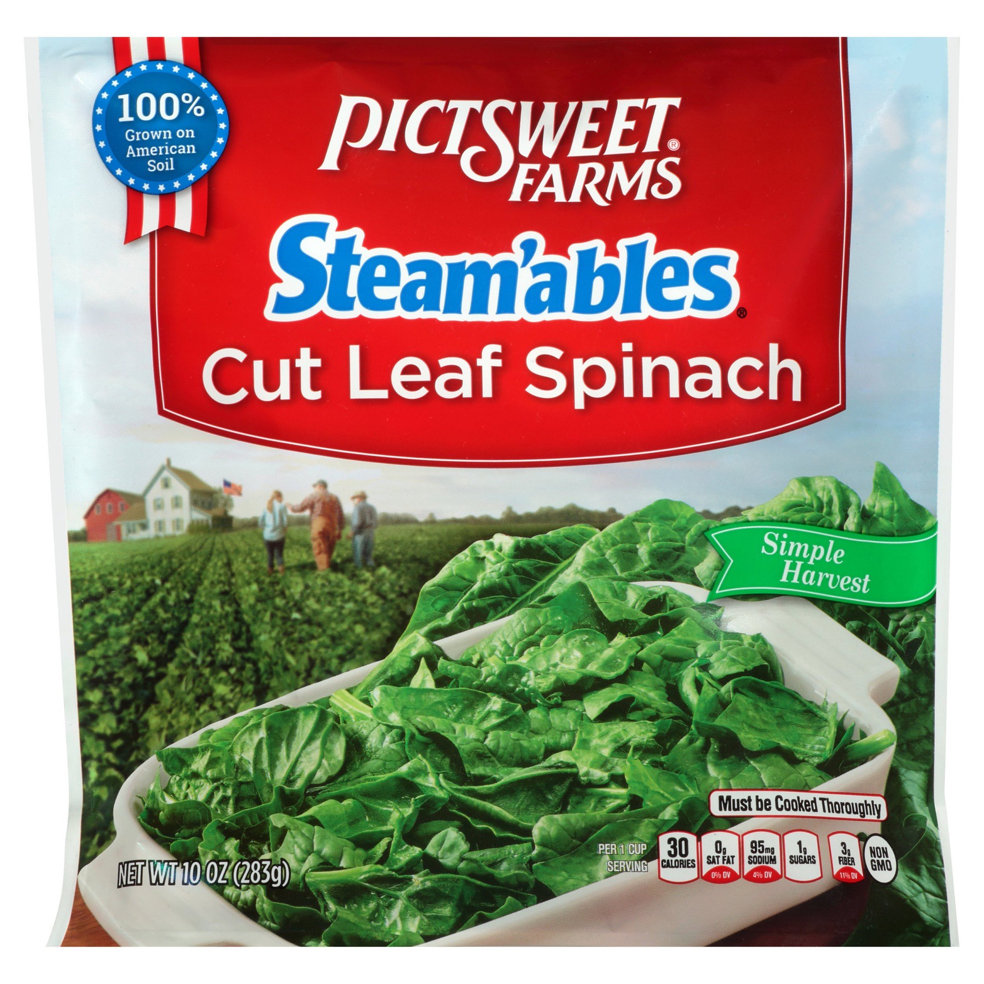 slide 1 of 3, Pictsweet Farms Steam'ables Cut Leaf Spinach, Simple Harvest - 10 oz, 10 oz