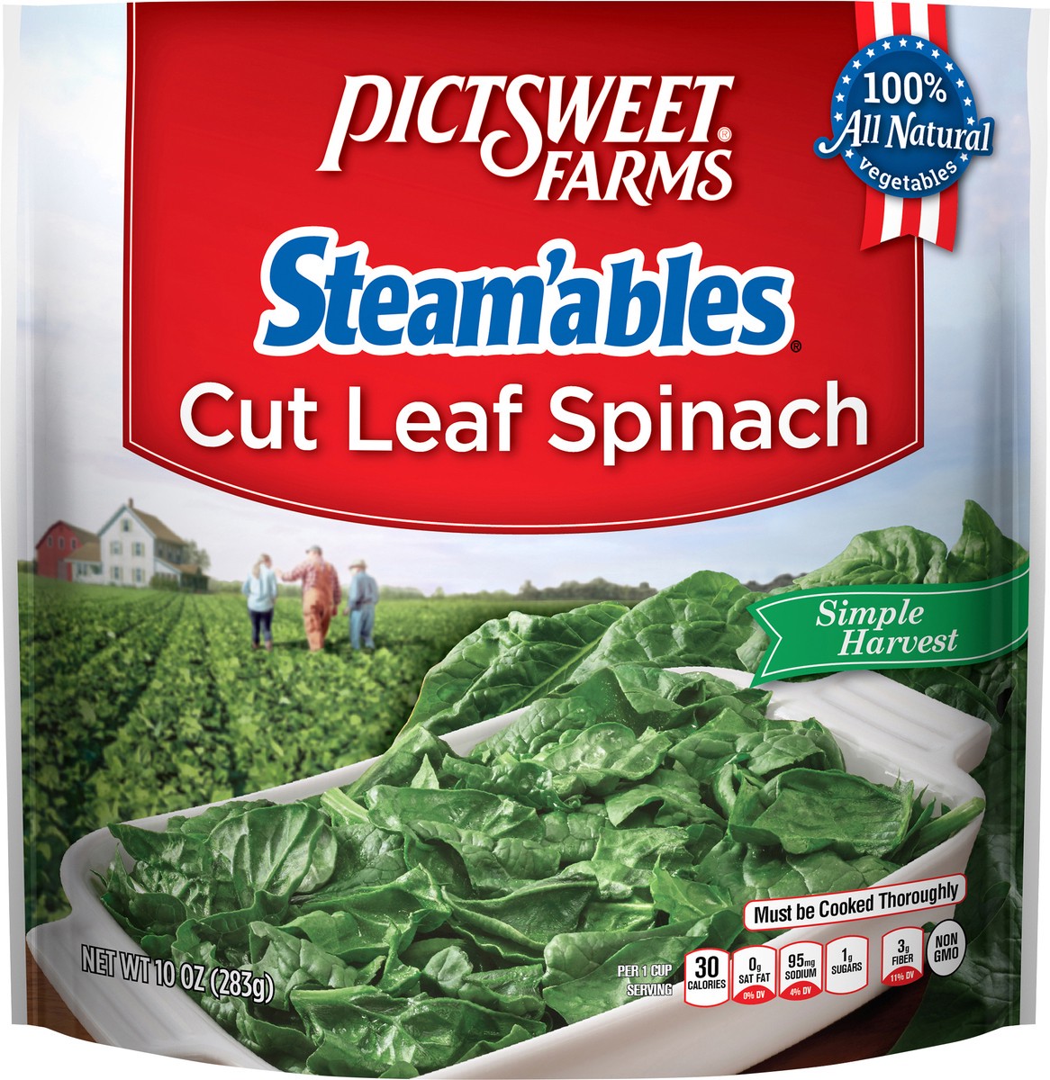 slide 3 of 3, Pictsweet Farms Steam'ables Cut Leaf Spinach, Simple Harvest - 10 oz, 10 oz