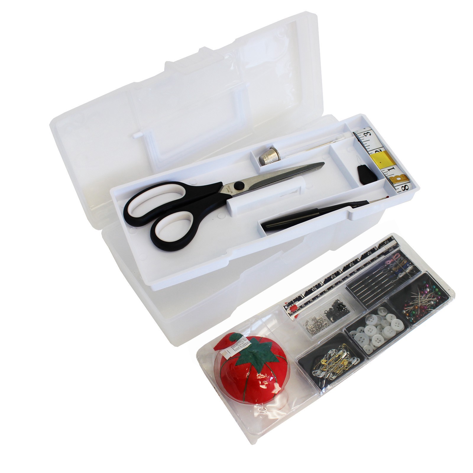 slide 2 of 6, Allary Sew & Go Premium Sewing Kit In Caddy With Removable Tray By Loops & Threads, 20 needles