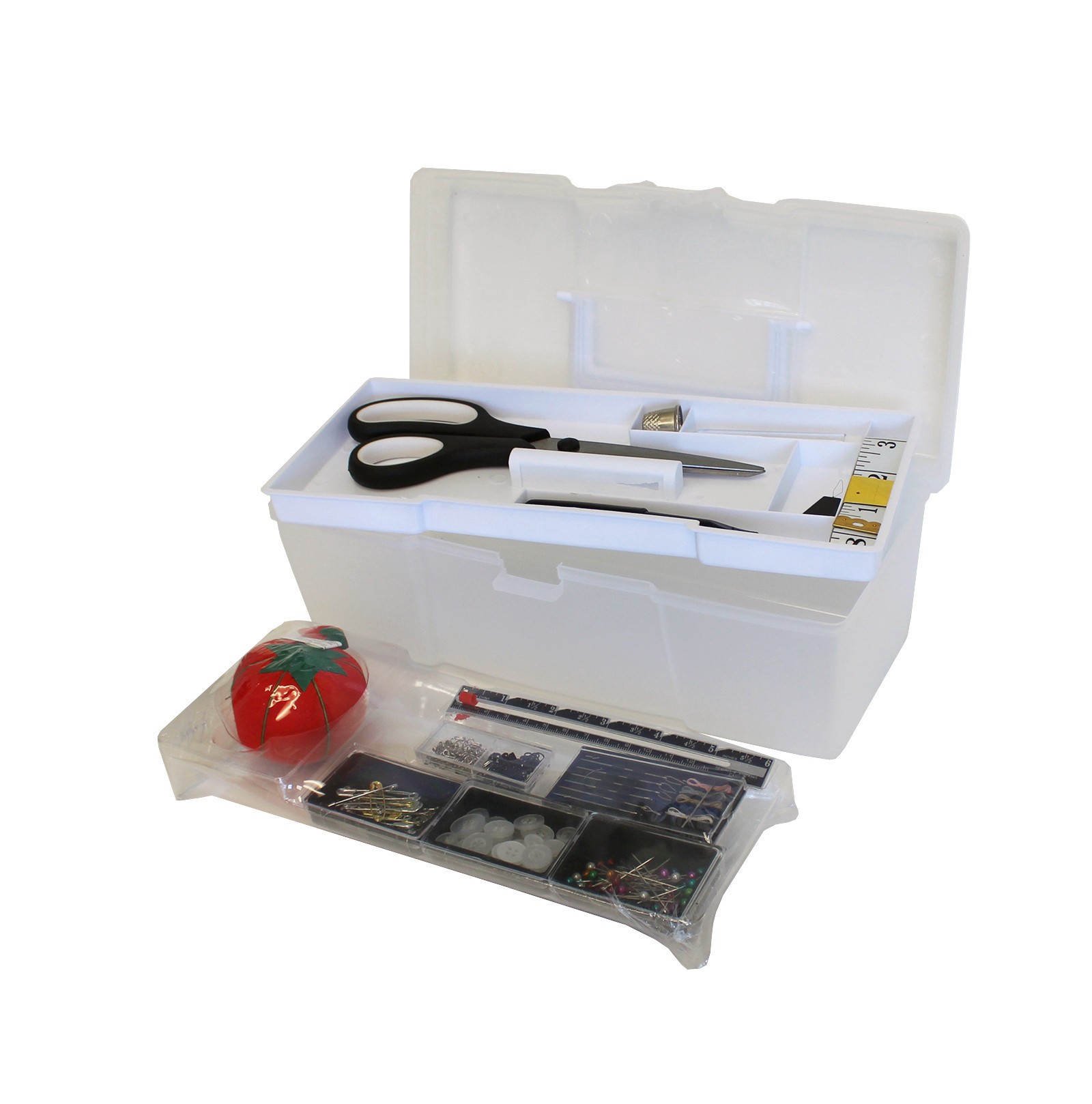 slide 3 of 6, Allary Sew & Go Premium Sewing Kit In Caddy With Removable Tray By Loops & Threads, 20 needles