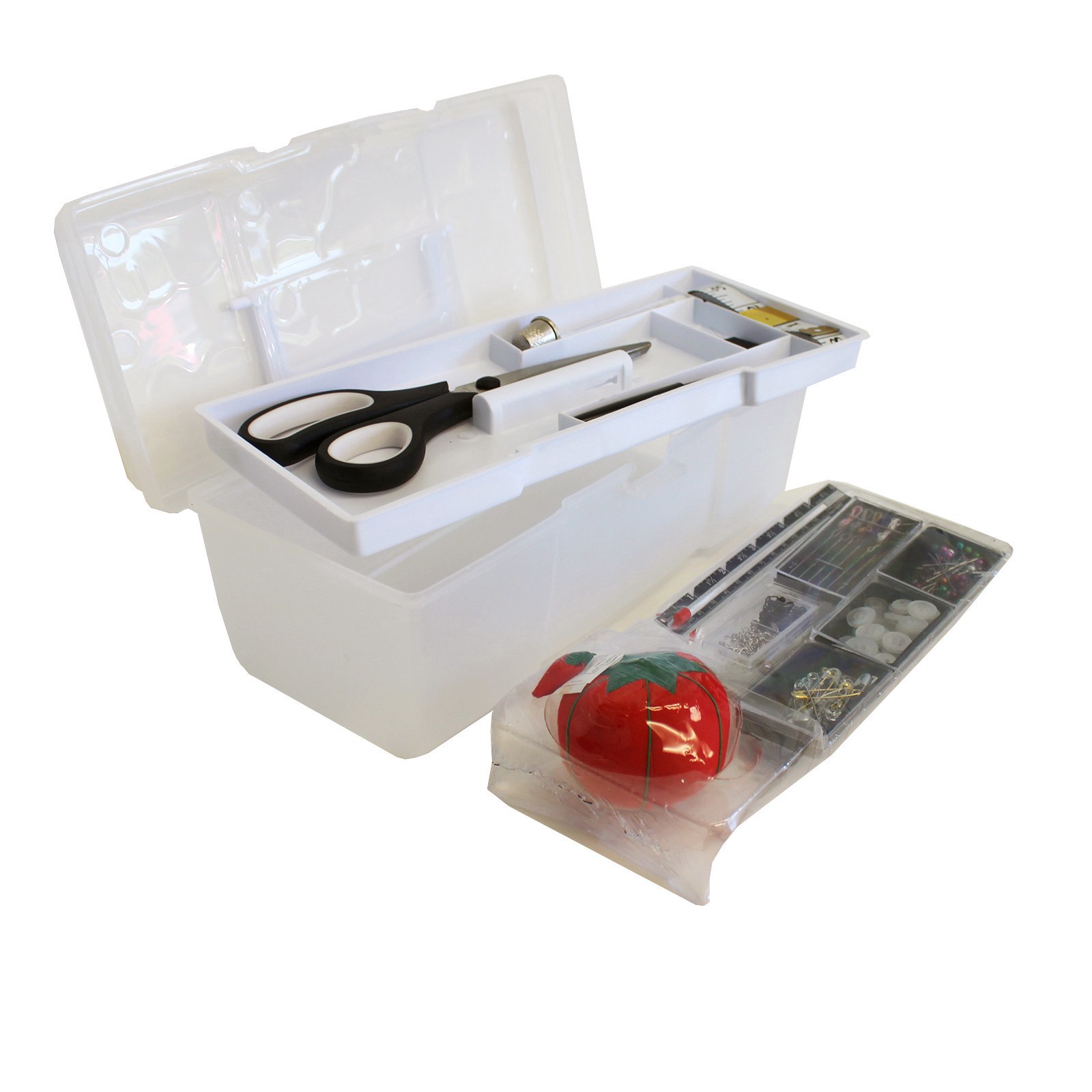 slide 6 of 6, Allary Sew & Go Premium Sewing Kit In Caddy With Removable Tray By Loops & Threads, 20 needles