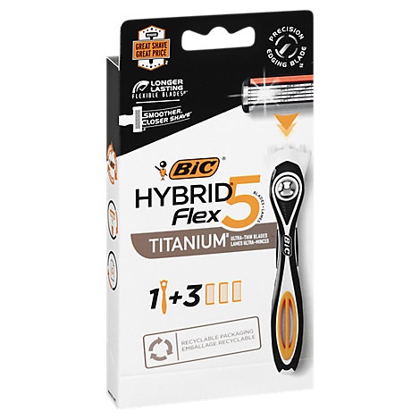 slide 1 of 1, Bic Hybrid Flex 5 Shaver, 3 ct