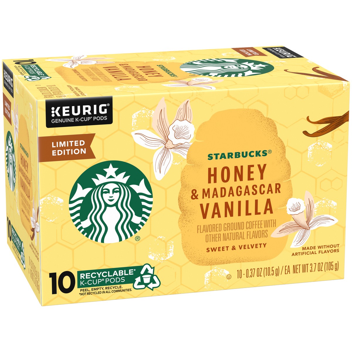 slide 2 of 9, Starbucks Honey & Madagascar Vanilla Ground Coffee K-Cup Pods 10 ct Box, 3.7 oz