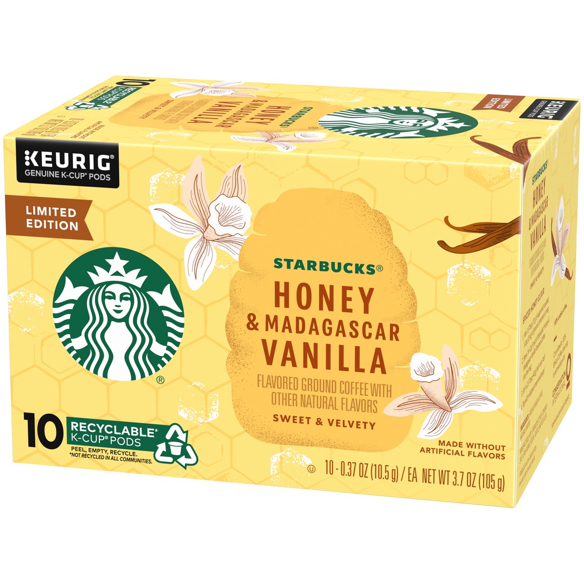 slide 3 of 9, Starbucks Honey & Madagascar Vanilla Ground Coffee K-Cup Pods 10 ct Box, 3.7 oz