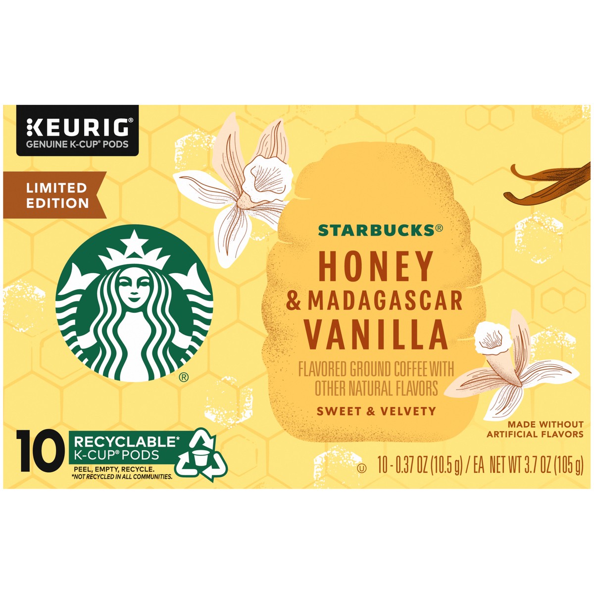 slide 6 of 9, Starbucks Honey & Madagascar Vanilla Ground Coffee K-Cup Pods 10 ct Box, 3.7 oz