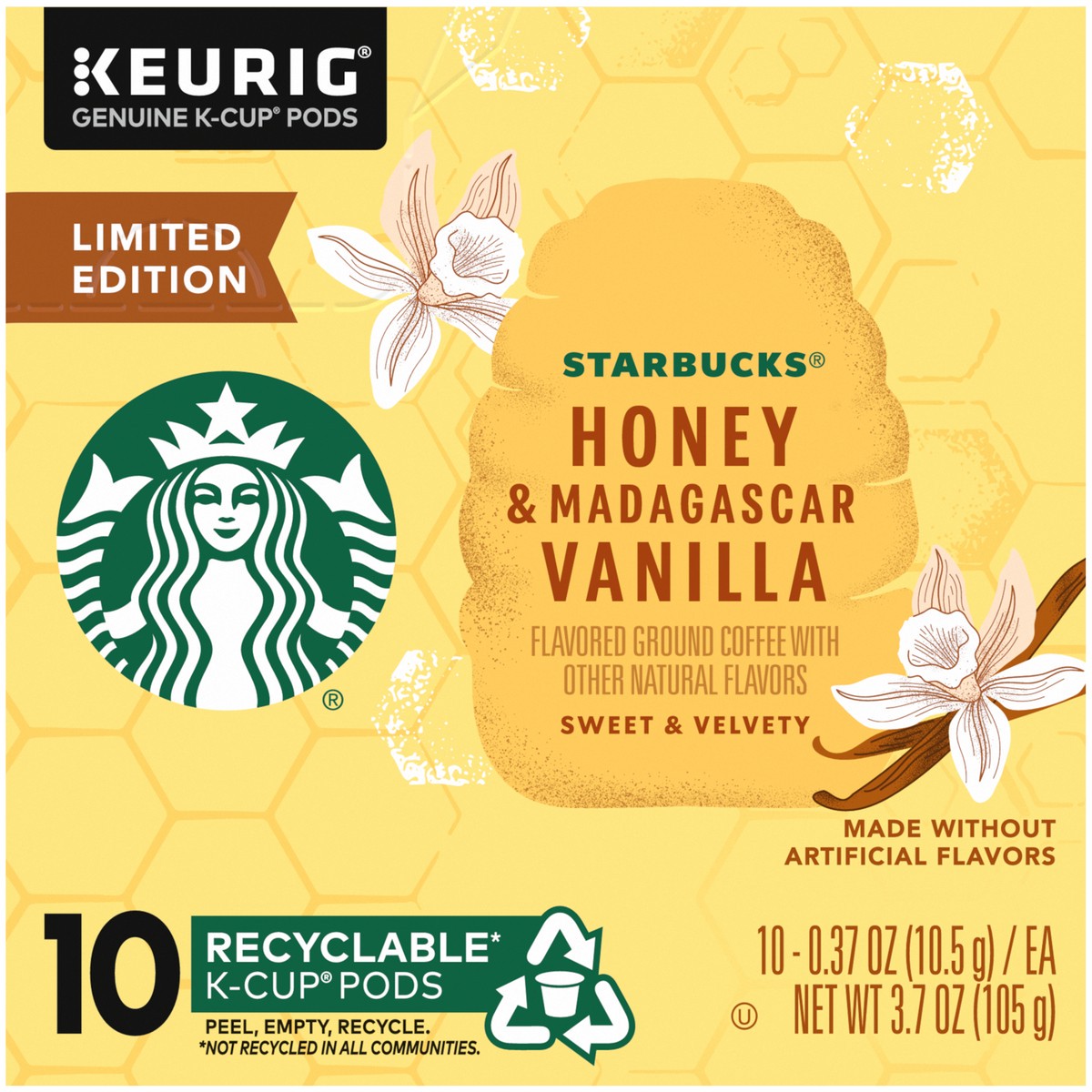 slide 7 of 9, Starbucks Honey & Madagascar Vanilla Ground Coffee K-Cup Pods 10 ct Box, 3.7 oz