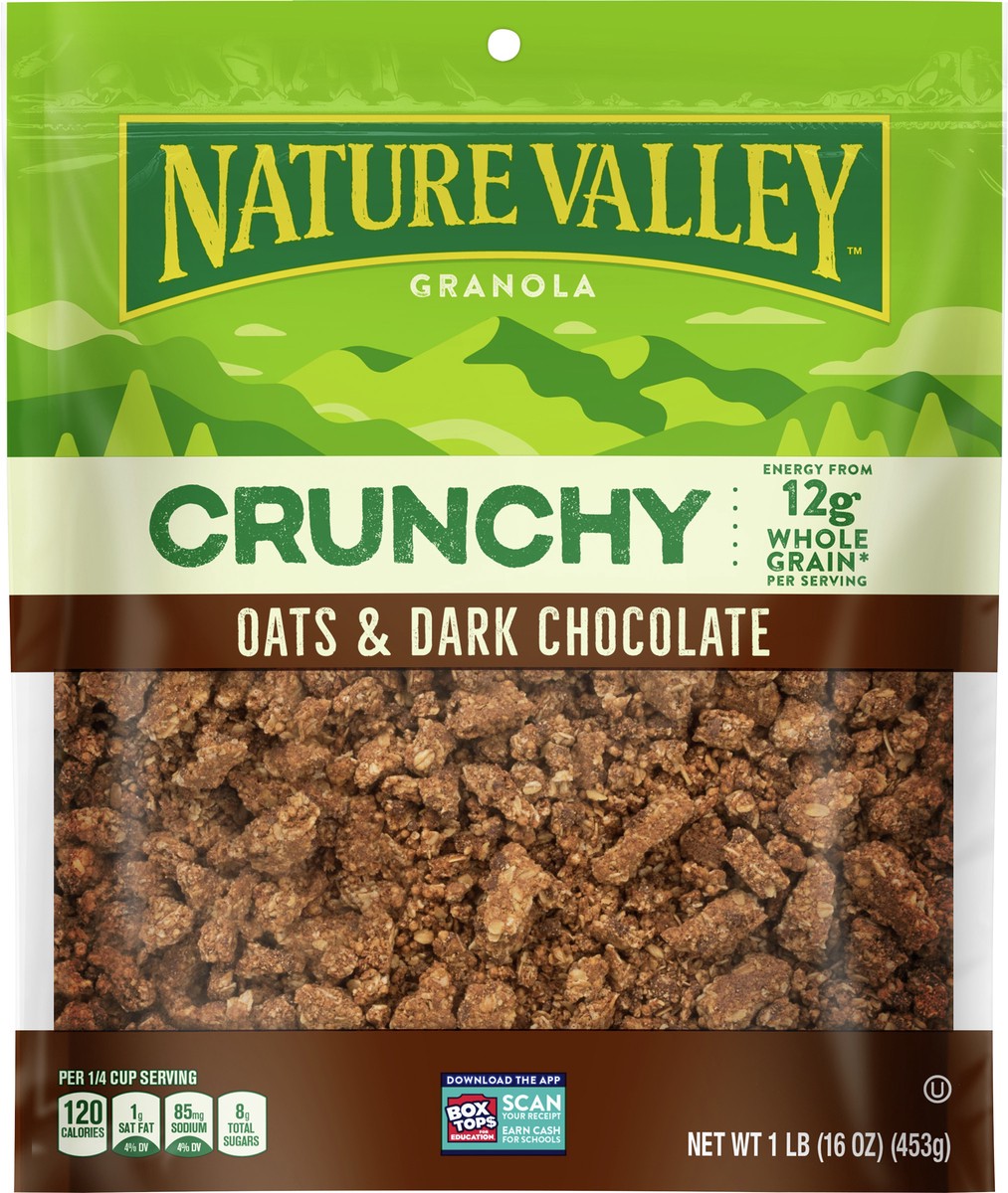 slide 3 of 9, Nature Valley Crunchy Granola, Oats and Dark Chocolate Granola, Resealable Snack Pouch, 16 oz, 16 oz