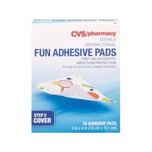 slide 1 of 1, CVS Pharmacy Sterile Antibacterial Fun Adhesive Pads, 10 ct