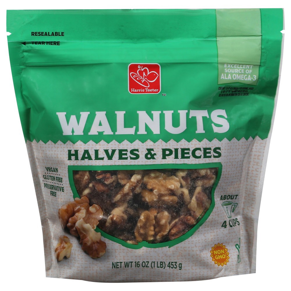slide 1 of 2, Harris Teeter Walnut Halves & Pieces, 16 oz