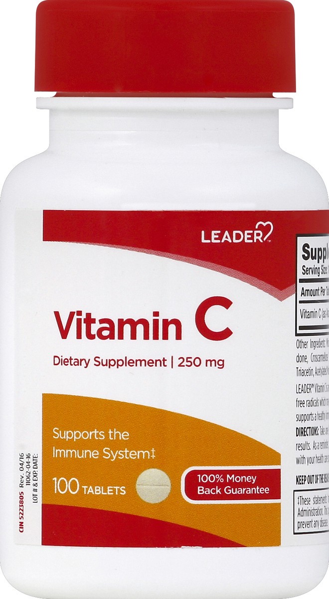 slide 4 of 9, Leader Vitamin C Tabs, 100 ct